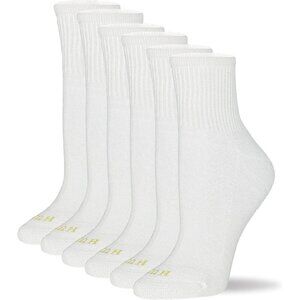 ✨ Hue Mini Crew Socks Women White 6 Pair Pack Comfort Super-Soft Cotton Socks
